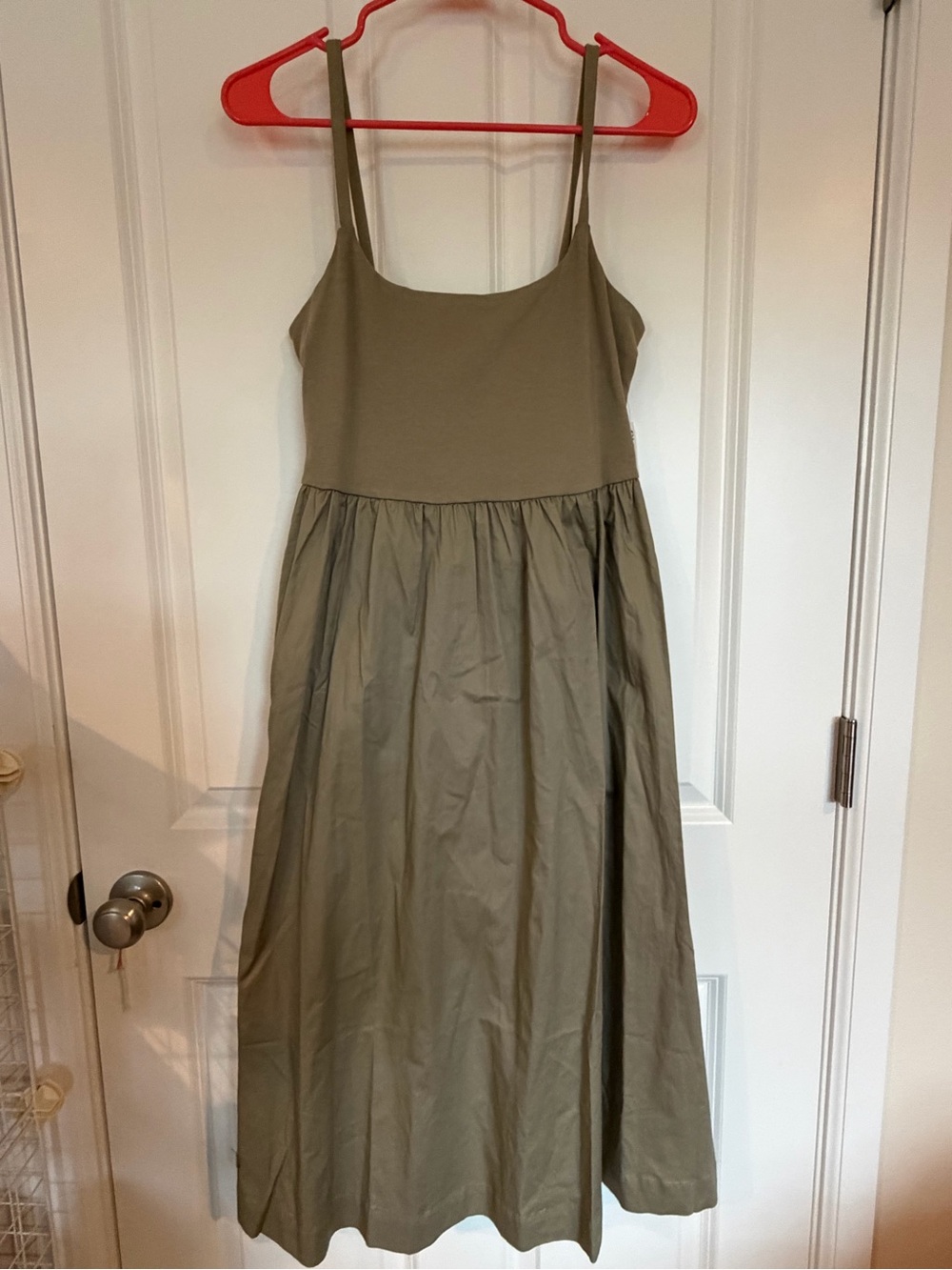 Old Navy Olive Midi Dress with Spaghetti Straps